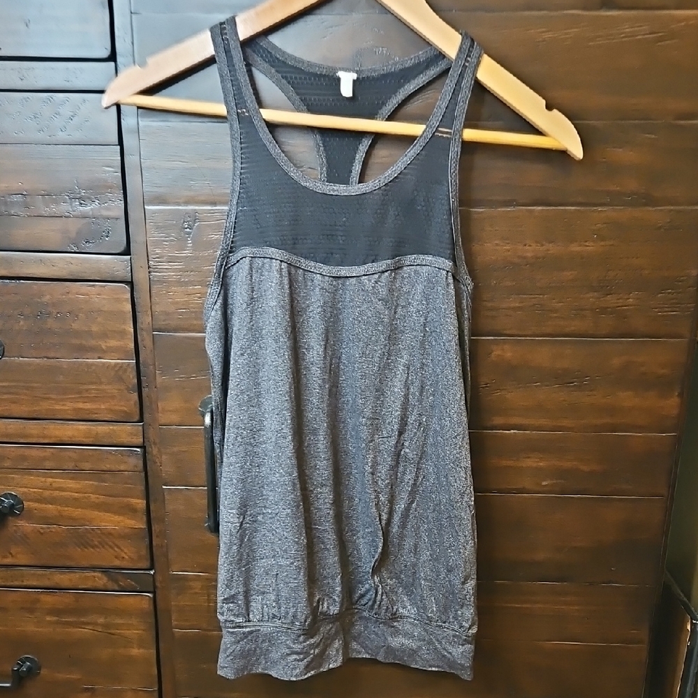 American Eagle Outfitters Charcoal Tank with Black Mesh Racerback